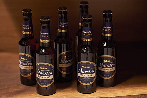 Mahou Maestra Doble Lúpulo Cerveza Lager Tostada, 7.5% Volumen de Alcohol - Pack de 24 x 33 cl