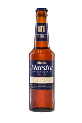 Mahou Maestra Doble Lúpulo Cerveza Lager Tostada, 7.5% Volumen de Alcohol - Pack de 24 x 33 cl