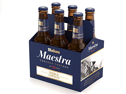 Mahou - Maestra Doble Lúpulo Cerveza Lager Tostada, 7.5% Volumen de Alcohol - Pack de 6 x 33 cl