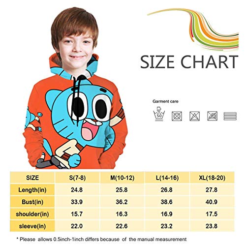 maichengxuan The Amazing World of Gumball Casual Boys Girls 3D Print Casual Pullover Hoodies Sweatshirts Tops Blouse Black