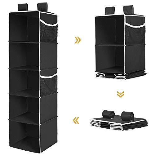 MaidMAX Organizador para Armario Estantería Colgante de Tela Organizador Colgante de Armario, 5 Niveles 4 Bolsillos Laterales, Negro