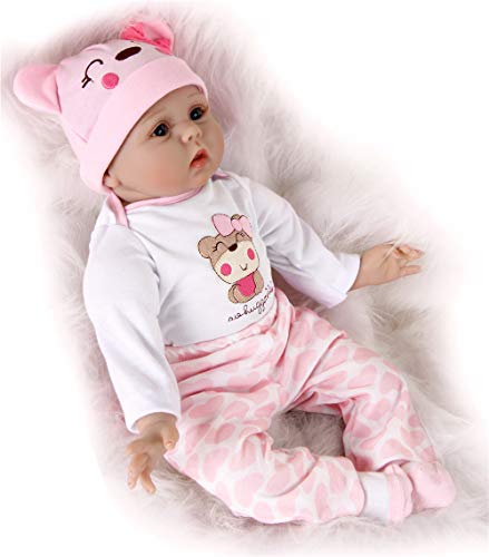 MAIHAO Realista Muñecas bebé Reborn Baby Doll Vinyl Silicona Niña Boca Magnética Real Lifelike Toddler Bebé 22 Pulgadas 55 cm