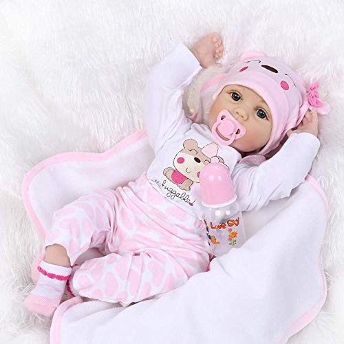 MAIHAO Realista Muñecas bebé Reborn Baby Doll Vinyl Silicona Niña Boca Magnética Real Lifelike Toddler Bebé 22 Pulgadas 55 cm