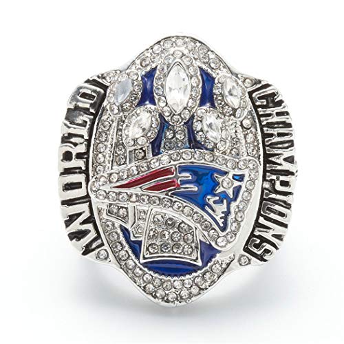 Mailizhong Anillo De Campeón New England Patriots De Plata para Hombre En Acero De Titanio 2016,Talla 25