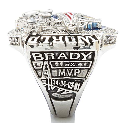 Mailizhong Anillo De Campeón New England Patriots De Plata para Hombre En Acero De Titanio 2016,Talla 25