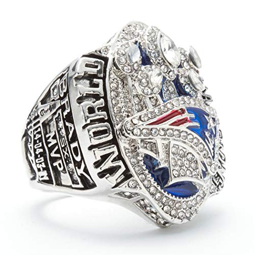 Mailizhong Anillo De Campeón New England Patriots De Plata para Hombre En Acero De Titanio 2016,Talla 25