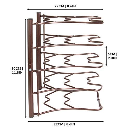 Maison & White Soporte de bandeja de 5 capas | Organizador de sartén de nivel versátil | Solución de almacenamiento de la cocina de ahorro de espacio