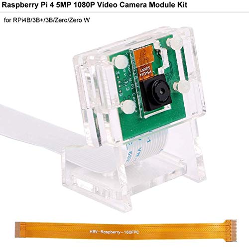 MakerHawk Cámara Raspberry-Pi 5 megapíxeles 1080p / 30fps Módulo de Video de Mini cámara de 5 Grados y 5MP con Soporte acrílico y Cable Flexible FFC para Raspberry Pi 4B / 3B + / 3B / Zero/Zero W