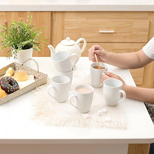 MALACASA, Serie Elisa, Juego de Tazas de 6 Piezas Vajillas de Porcelain Tazas de Cafe Mug Tazas Desayuno 360ML