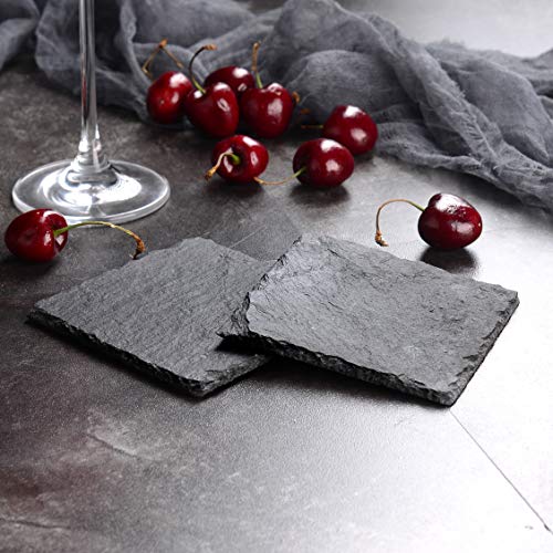 MALACASA, Serie Nature.Slate, Set de Pizarra 24pcs con 12 Posavasos y 12 Pizarra para Quesos - Plato de Pizarra Posavasos Buffet Placa