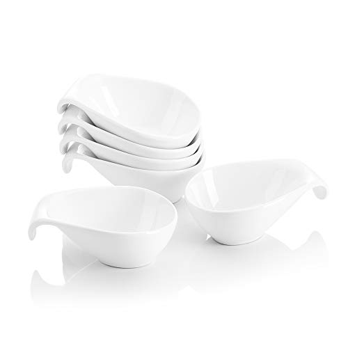 MALACASA Serie Ramekin.Dish Cuencos de Postre Porcelana Snack Aperitivo Cuencos - Cuenco de Postre Fruta Seca 16 pcs Super Mini 3,75"/9,5 * 6,5 * 3,5 cm