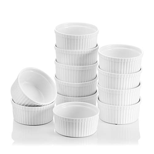 MALACASA, Serie Ramekin.Dish, juego de 12 piezas, molde para pastel MINI molde para pastel, molde para hornear 11 cm Ø 310 ml molleja para pastelito de porcelana