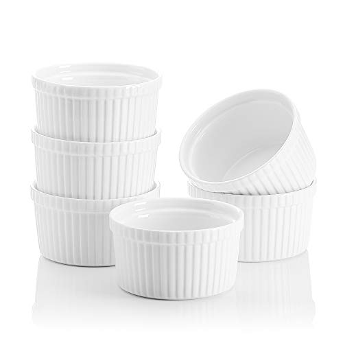 MALACASA, Serie Ramekin.Dish, juego de 6 piezas, forma de paté MINI moldes para paté con forma de torta - moldes de porcelana 9cm Ø forma de pasteles 9 * 9 * 5cm