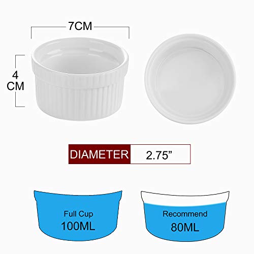 MALACASA,Serie Ramekin.Dish,12 piezas, MINI Moldes para muffins - 7 cm Ø Magdalena de porcelana