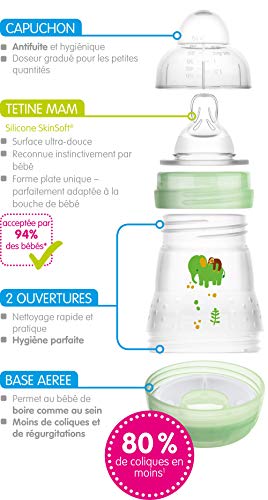 MAM - Set de 2 biberones anticólicos, con tetina de flujo nro. 3, para niño, 320 ml