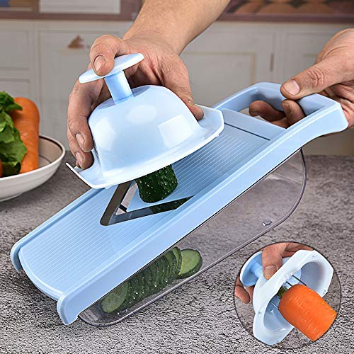 Mandolina máquina de cortar - Vegetales Chopper con Julienne rallador, 9 en 1 Mandoline Slicer Cortador de verduras ajustable, juliana de la rebanada por la Papa, Tomate, Cebolla, Negro RVTYR