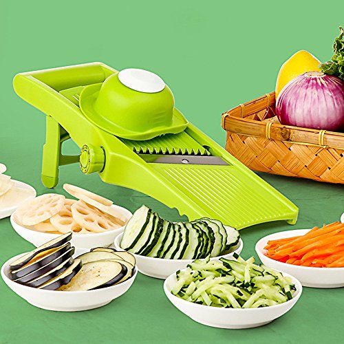 Mandoline Slicer - Cuchilla ajustable fino a grueso Configuración de rebanadas y julianas, cortador de vegetales, rallador y rebanador de verduras, patata, tomate, cebolla, queso