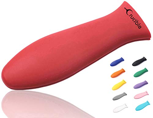 Mango de Silicone, Agarra sarten, agarradera de ollas ( Rojo, Grande ) para Sartenes de Hierro Fundido, Sartenes, Freidoras y Parrillas – Agarre de Mango, Cubierta de Mango