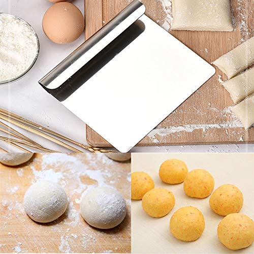 ManLee Espátula Rasqueta de Acero Inoxidable Raspador de Masa de Pan Rasqueta Cocina Reposteria Kitchen Craft Cortador Multiusos para Pan Postre Pasteles Repostería