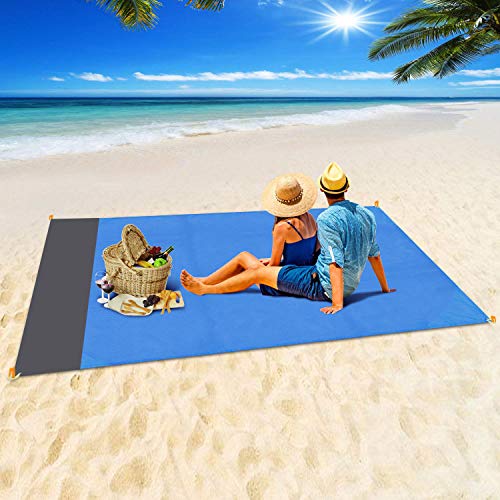 Manta de Picnic de 208 x 200 cm, Manta de Playa, Toalla de Playa Impermeable para la Arena, Secado rápido y Funda de Camping compacta