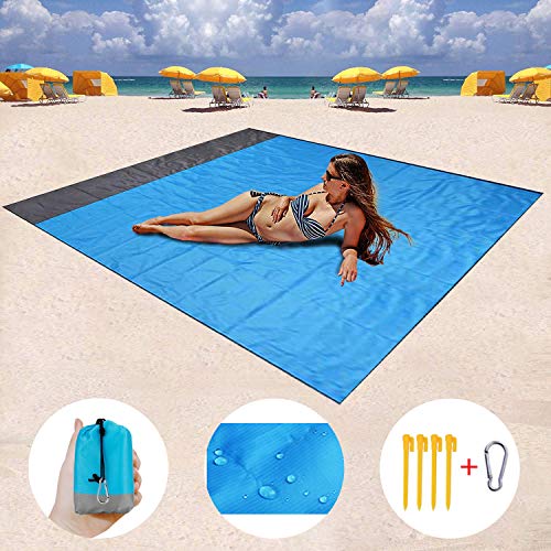 Manta de Picnic de 208 x 200 cm, Manta de Playa, Toalla de Playa Impermeable para la Arena, Secado rápido y Funda de Camping compacta