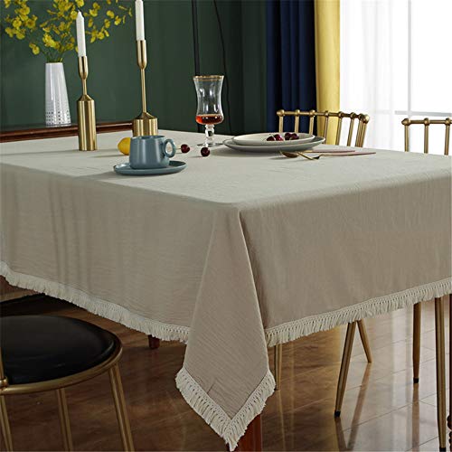 Mantel Impermeable De Algodón Puro Estera De Mesa De Banquete De Borla De Color Sólido Simple Mantel Multifuncional Adecuado para Mesa De Café, Mesa De Comedor, Accesorios De Fondo De Tiro