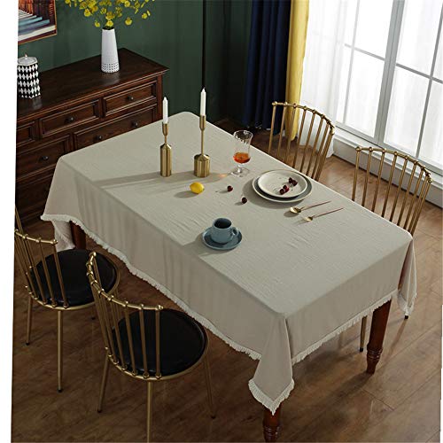 Mantel Impermeable De Algodón Puro Estera De Mesa De Banquete De Borla De Color Sólido Simple Mantel Multifuncional Adecuado para Mesa De Café, Mesa De Comedor, Accesorios De Fondo De Tiro