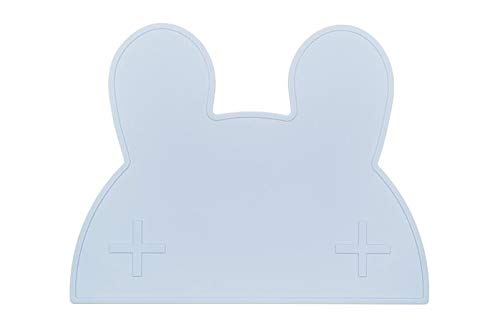 Mantel individual de silicona para bebés y niños con diseño de conejo azul (libre de BPA y apto para lavavajillas)