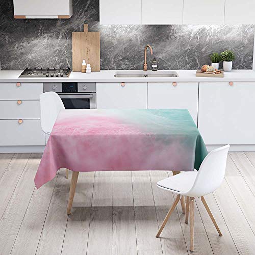 Manteles de Mesa Mantel, Morbuy Rectangular Impresión 3D Postre Malvavisco Impermeable Antimanchas Lavable Manteles para Cocina o Salón Comedor Decoración del Hogar (Rosa Degradado,100x140cm)