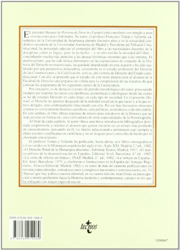 Manual de Historia del Derecho español (Derecho - Biblioteca Universitaria de Editorial Tecnos)