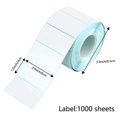 Maojuee Etiquetas Térmicas Rollo de 1000 Hojas Etiquetas Adhesivas Pegatinas 6 x 3 cm Etiquetas Multiuso de Nombre para Direcciones Congelador Carpeta - Etiqueta Rectangular Blanca de Identificación