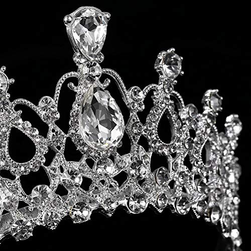 MaoXinTek Diadema Corona Tiara con Peine Hairband de Cristal Diamantes de imitación Fiesta Boda Novia Niña Mujer Partido decoración en cumpleaños (Plata)