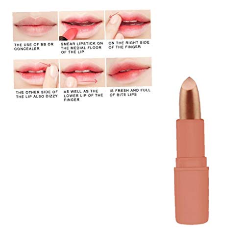 Maquillaje Textura Mate Pintalabios Lip Gloss Kit impermeable y dura más tiempo labial metálico Lustre del labio cosmético-1 Pieza de color calabaza