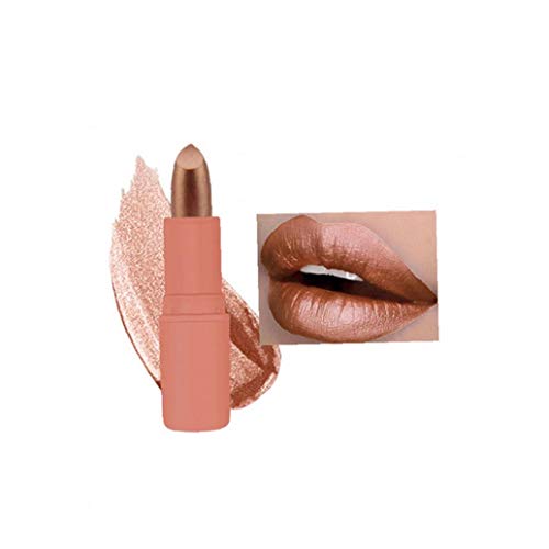 Maquillaje Textura Mate Pintalabios Lip Gloss Kit impermeable y dura más tiempo labial metálico Lustre del labio cosmético-1 Pieza de color calabaza