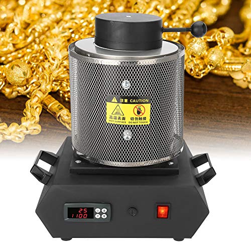 Máquina de horno de fundición de oro, fundición de cobre y plata dorada, horno de fundición de oro, plata, cobre y aluminio para refinar la fabricación de joyas de cobre y plata de oro fundido(EU-1KG)