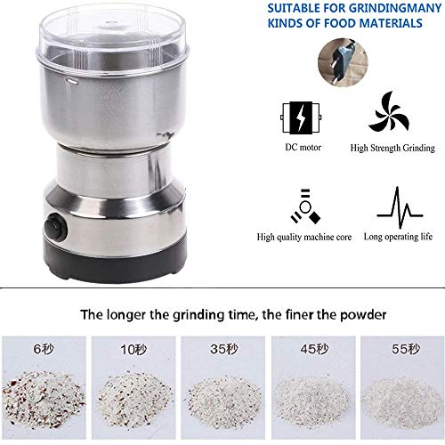 Máquina de Molienda en Polvo,Molinillo de Granos portátil, 100 g Capacidad Molino de Cereales de Hierbas de Grano de Especias Molino, Máquina de molienda de Alta Velocidad de Procesadora de Alimentos