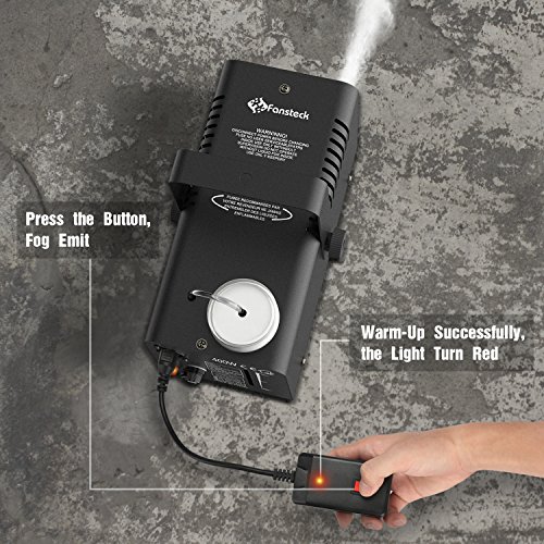 Máquina de niebla de Halloween, Fansteck Máquina de humo portátil control remoto inalámbrico para fiestas, bodas, rápida generación de enorme niebla 2000 CFM, con protección del fusible, negro metal