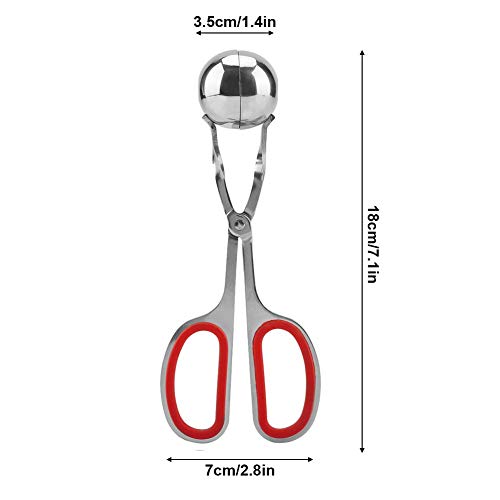 Máquina para hacer bolas de albóndigas, antiadherente para melón, cuchara de acero inoxidable, pinza para hacer pasteles, herramienta de cocina(rojo)