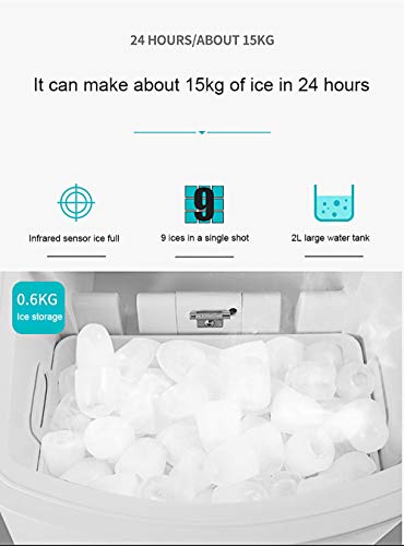 Máquina para hacer hielo, 26 libras/24 horas, máquina portátil para hacer hielo, 9 cubitos de hielo listos en 8 minutos, con cuchara de hielo y cesta, perfecto para el hogar, cocina, oficina, bar nº 1