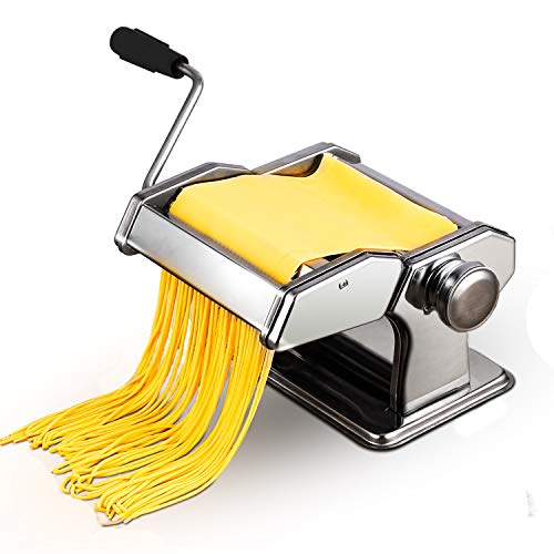 Máquina para hacer pasta manual con manivela, 7 cortes, máquina para pasta fresca, hecha en casa, de acero inoxidable 430 para cinceles, cortadores y cortadores