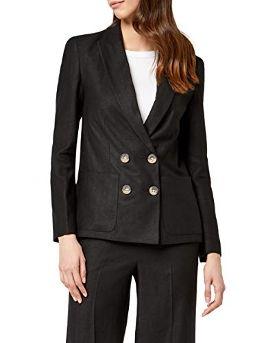 Marca Amazon - find. Americana de Lino Mujer, Negro (Black), 40, Label: M