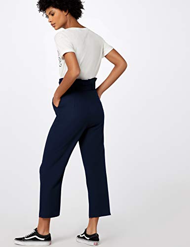 Marca Amazon - find. Check Paperbag Waist, Pantalón de Cuadros con Cintura de Fuelle Mujer, Azul (Navy), 48, Label: 3XL