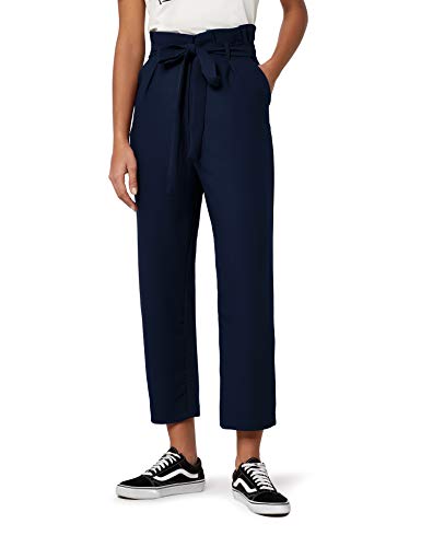 Marca Amazon - find. Check Paperbag Waist, Pantalón de Cuadros con Cintura de Fuelle Mujer, Azul (Navy), 48, Label: 3XL