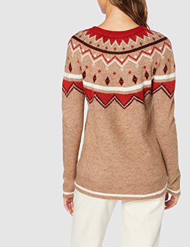 Marca Amazon - find. Jersey de Navidad con Cuello Redondo Mujer, Marrón (Natural Mix), 36, Label: XS