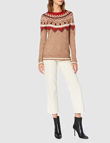 Marca Amazon - find. Jersey de Navidad con Cuello Redondo Mujer, Marrón (Natural Mix), 36, Label: XS