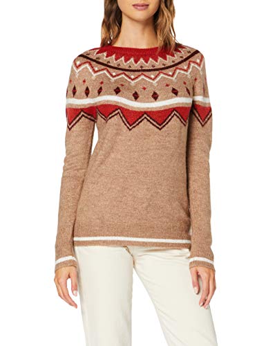 Marca Amazon - find. Jersey de Navidad con Cuello Redondo Mujer, Marrón (Natural Mix), 36, Label: XS