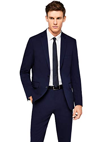 Marca Amazon - find. Stretch Slim Fit, Chaqueta de Traje para Hombre, Azul (Navy Navy), 54L, Label: 44L