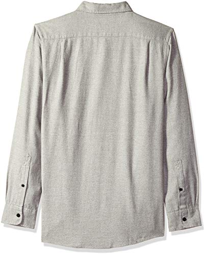 Marca Amazon – Goodthreads – Camisa jaspeada y cepillada de manga larga, corte entallado para hombre, Gris (light grey heather), US M (EU M)