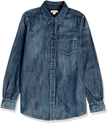 Marca Amazon - Goodthreads Denim Boyfriend Shirt novelty-t-shirts, Desteñido oscuro, US S (EU S - M)