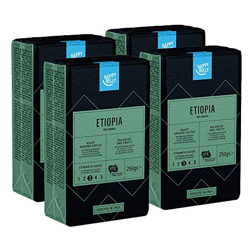 Marca Amazon - Happy Belly Café molido "ETIOPIA" (4 x 250g)